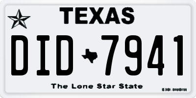 TX license plate DID7941