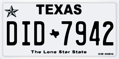 TX license plate DID7942