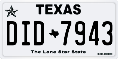 TX license plate DID7943