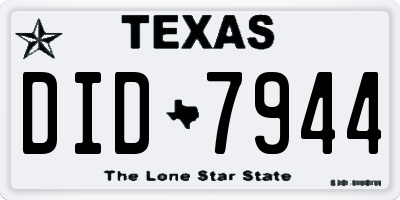 TX license plate DID7944