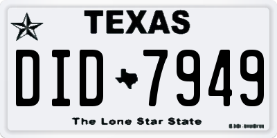 TX license plate DID7949