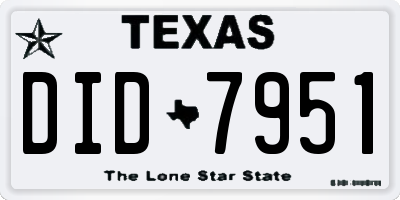 TX license plate DID7951