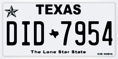 TX license plate DID7954