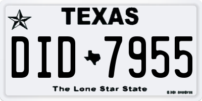 TX license plate DID7955