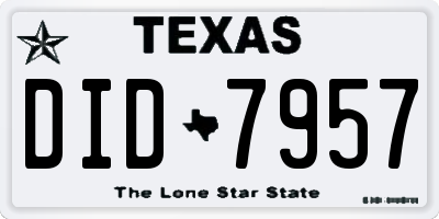 TX license plate DID7957