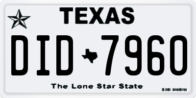 TX license plate DID7960