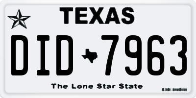 TX license plate DID7963