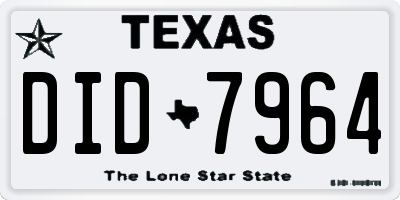 TX license plate DID7964