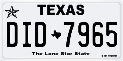 TX license plate DID7965