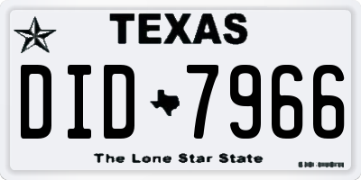 TX license plate DID7966