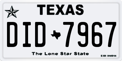 TX license plate DID7967