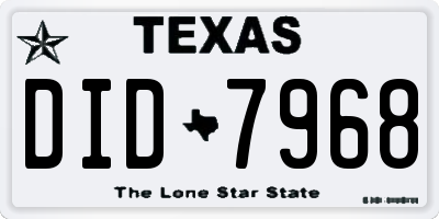 TX license plate DID7968
