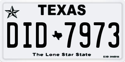 TX license plate DID7973