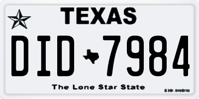 TX license plate DID7984