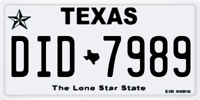 TX license plate DID7989