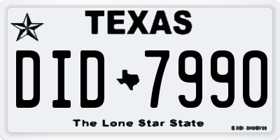 TX license plate DID7990