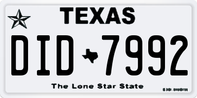 TX license plate DID7992