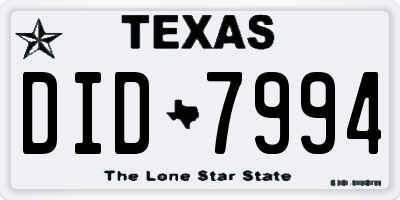 TX license plate DID7994