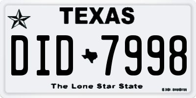 TX license plate DID7998