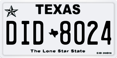 TX license plate DID8024