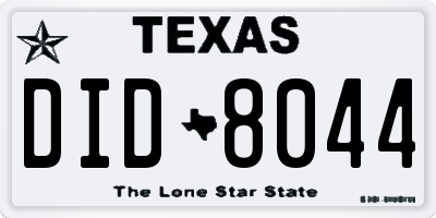 TX license plate DID8044