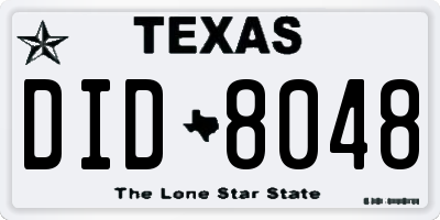 TX license plate DID8048