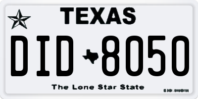TX license plate DID8050