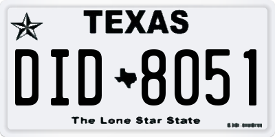 TX license plate DID8051