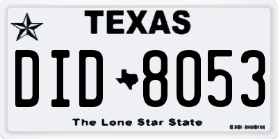 TX license plate DID8053