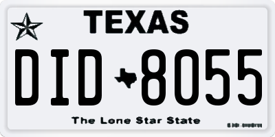 TX license plate DID8055