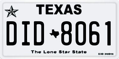 TX license plate DID8061