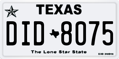 TX license plate DID8075