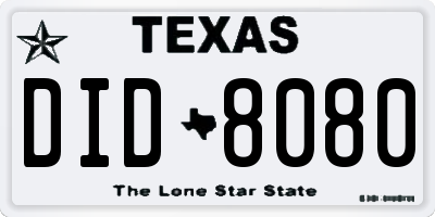TX license plate DID8080