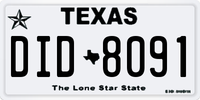 TX license plate DID8091