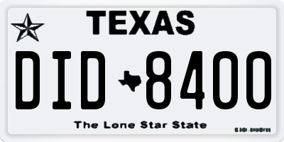 TX license plate DID8400
