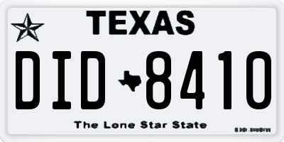 TX license plate DID8410
