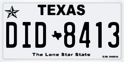 TX license plate DID8413