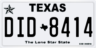 TX license plate DID8414