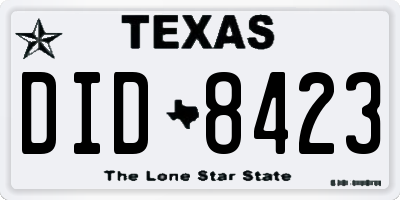 TX license plate DID8423