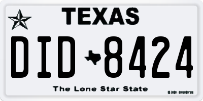 TX license plate DID8424