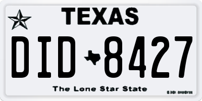 TX license plate DID8427
