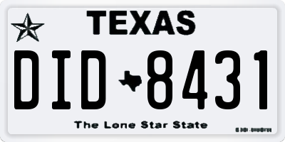 TX license plate DID8431