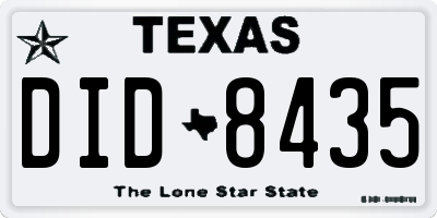 TX license plate DID8435