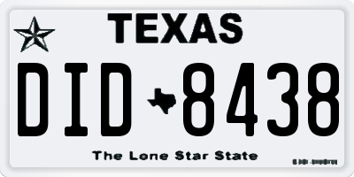 TX license plate DID8438