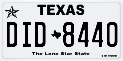 TX license plate DID8440