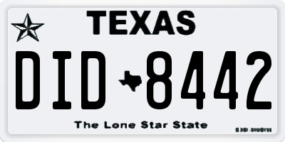 TX license plate DID8442
