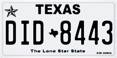 TX license plate DID8443