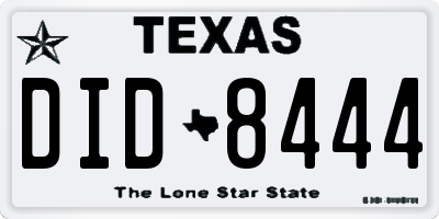 TX license plate DID8444
