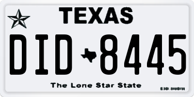 TX license plate DID8445