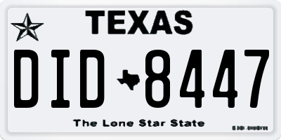 TX license plate DID8447